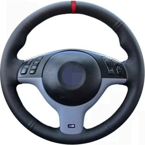 Hand-Stitched Soft Black Genuine Leather Car Steering Wheel Cover For BMW 330i 540i 525i 530i 330Ci E46 M3 E39 2001-2014