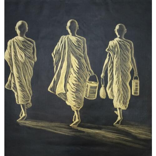 Hand painted Oil Painting on Canvas Abstract Southeast Asia Monk Wall Art Picture High quality Modern Painting Home Decor