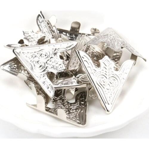 Silver Metal Corners Books Scrapbooking Photo Albums Menus Crafts DIY Accessories 35x35mm 20pcs MZ352