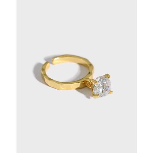 SHANICE S925 sterling silver open ring with Square Cutting CZ Prong Setting Female Jewelry Eteanity Wedding Anniversary Rings