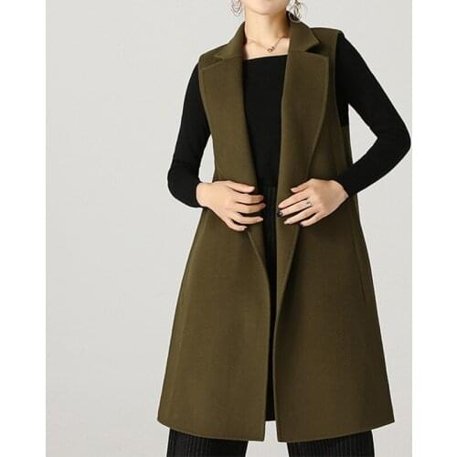 Elegant Office Lady Pocket Wool Coat Sleeveless Vests Jacket Outwear Double Breasted WaistCoat casaco feminino LX1880