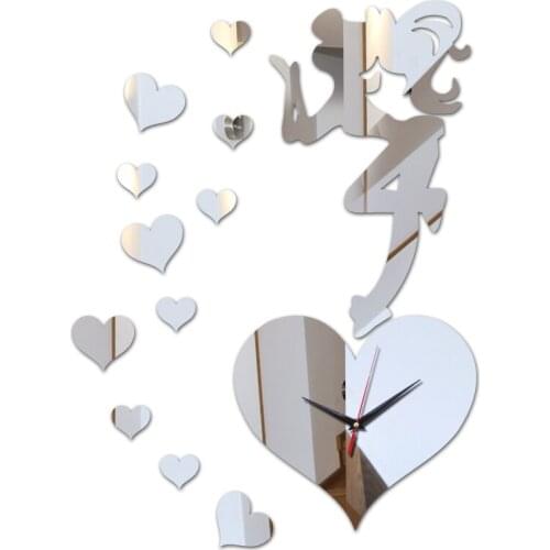 Modern hot watch 3d wall clocks diy acrylic mirror Home Decoration big clock decorative Living Geometric