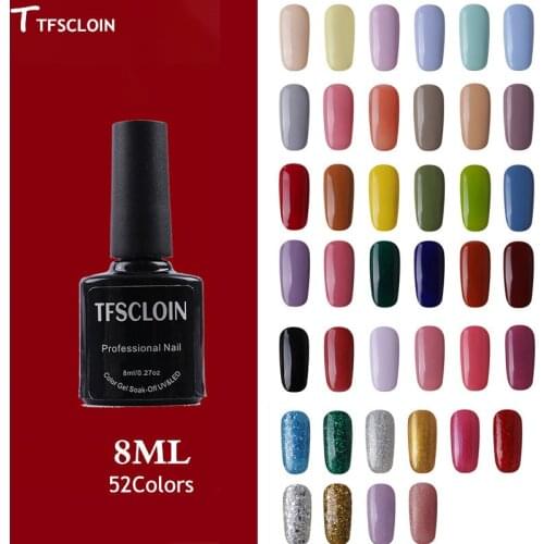 TFSCLOIN High Quality Nail Gel Polish Nail Salon With Matt Base Top Coat 52 Hot Sale Color 8ml Semi Permanant Nail Gel Varnish