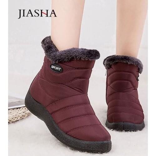 Women boots 2021 fashion waterproof snow boots winter shoes woman casual lightweight zip warm plush fur winter ankle boots