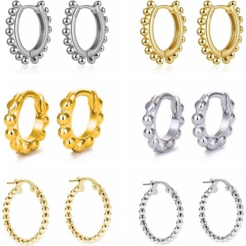 CANNER 925 Sterling Silver Hoop Earrings For Girl Women 2021 Round Bead Huggie Ear rings European and American Jewelry Brinco