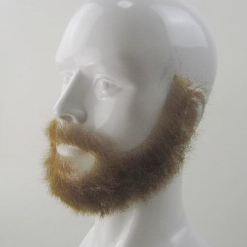 100% human hair Top Quality Fake light brown Beards and Mustaches. Realistic costume blonde beards in glue on styles