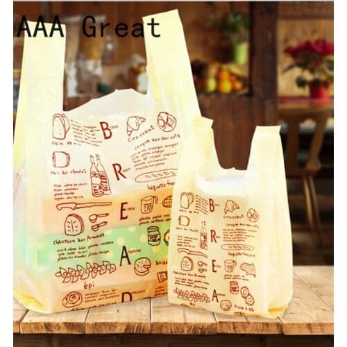 100Pcs/Lot Plastic Bags Shopping Jewelry Packaging Bags Plastic Gift Bag Carry Out Handle Shopping Pouches Clothes Shoes Candy