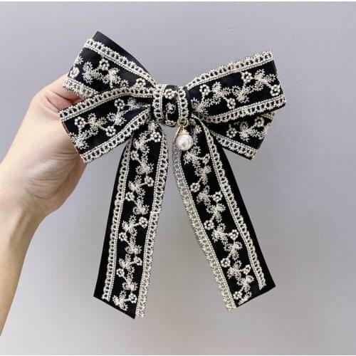2020 Vintage Rhinestone Pearl Lace Hair Clips Accessories Women Girls Pin Scrunchie Ties Gumki Do Wlosow Headwear