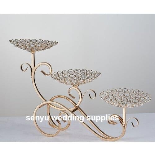 30days sent )New Crystal Candelabra Wedding Centerpieces 3 Arms Acrylic Clear Candle Holder Gold Candlesticks senyu0583