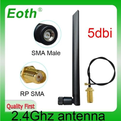 2.4Ghz antenna wifi 5dbi SMA male 2.4G antena wifi antenne Zigbee Small Size aerial + PCI U.FL IPX to RP-SMA Pigtail Cable