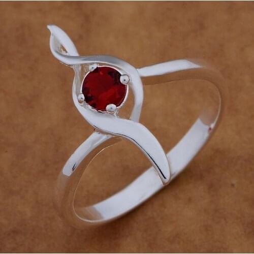 AR509 Fashion Jewelry Silver Color Gifts Popular Rings For Women Note Inlaid Red Stone /auqajlxa Bliakcpa