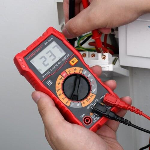HABOTEST Automotive Tester Multimeter Digital Professional Mini Manual Range 600V AC DC Voltage Ohm Transistor Tester HT108L