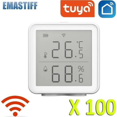 100PCS Tuya WIFI Temperature Humidity Sensor Wireless Digital Temperature Humidity Meter Indoor Thermometer Hygrometer Works