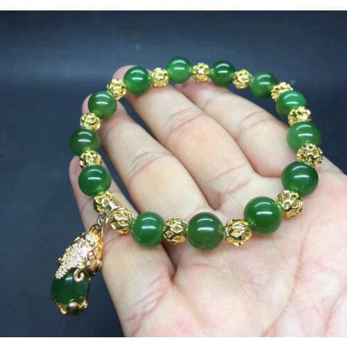 Natural Jadite Bracelet Jades Stone Beads Bracelets Men Strand Charm Jewelry Round Bangle Bracelet For Women Fashion Accessories
