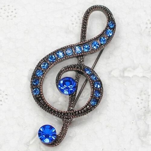 Blue Rhinestone Music note Pin brooches C917 B3