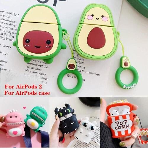 For AirPods 1 2 Case Cute Cartoon Funny Avocado Fruit Pattern Silicon Cover for Airpods Case Fundas for Air Pods Case Cover