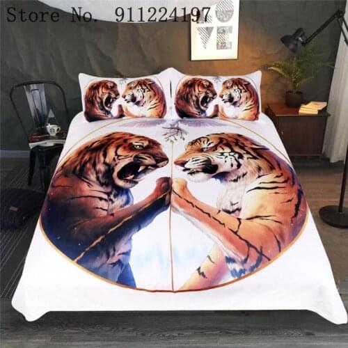 Home Textile White Background Quilt Cover Animal Series Bed Sets Queen King Size Comforter Bedding Set Double Tiger Duvet Cover