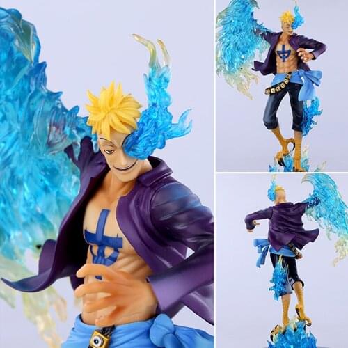 New Anime One Piece Figure White Beard Pirate Group Phoenix Marco Model Animal Blue Flame Cartoon Figure Figure Birthday Gift
