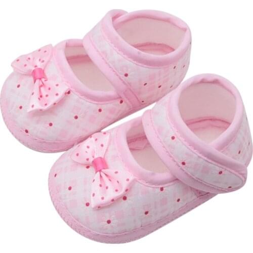 Cotton Baby Girls Shoes Infant First Walkers Toddler Girls Kid Bowknot Soft Anti-Slip Crib Shoes 0-18 Months