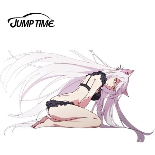 JumpTime 13cm x 7.7cm Monogatari Anime Sexy Girls Beauty Black Hanekawa Sports Rally Car Stickers Windaows Decal