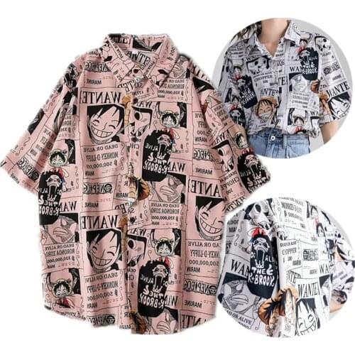Anime ONE PIECE Luffy Tony Chopper Cosplay Costume Adult Unisex Summer Cartoon Printed Short-sleeved Shirt Overshirt Top
