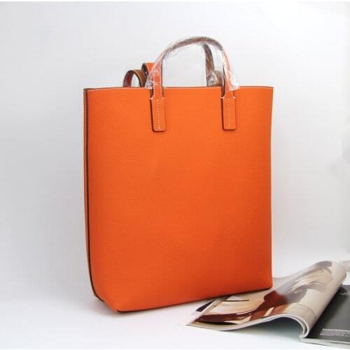 Leather Tote Bag Vertical Version H Style Soft Double-Sided Top Layer Cowhide Single-Shoulder Shopping Large-Capacity Fashion