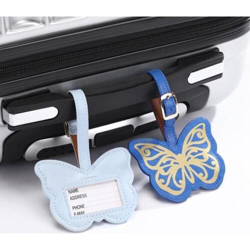 Zoukane Leather Suitcase Butterfly Luggage Tag Label Bag Pendant Handbag Portable Travel Accessories Name ID Address Tags LT25