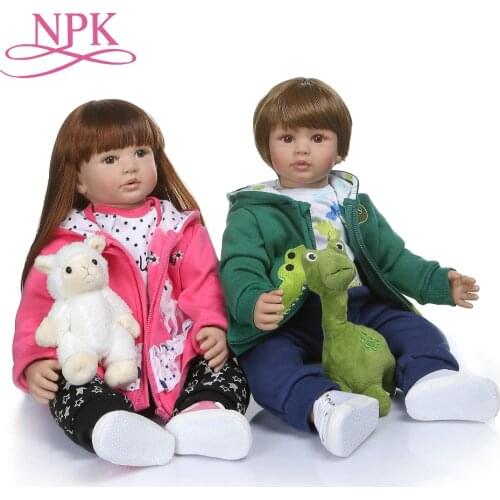 NPK 60CM high quality reborn toddler boy doll in hoodie dress bebe doll reborn 6-9Month real baby size doll
