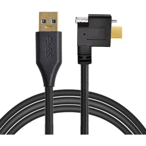 Left Right Angled USB 3.1 Type-C Single Screw Locking to Standard USB3.0 5Gbps Data Cable 1m 3m 90 Degree for Camera