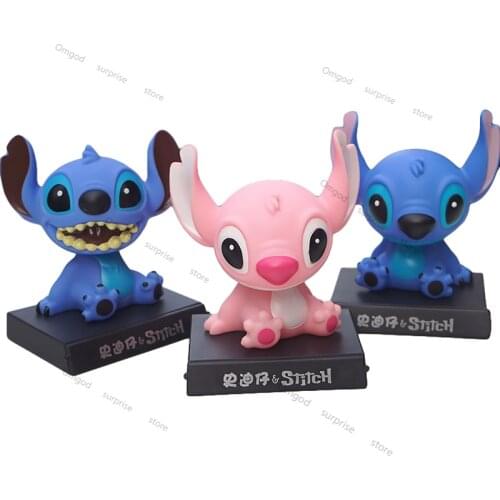 Disney Cartoon Anime Character Cute Stitch Creative Mobile Phone Holder Car Decoration Christmas Birthday Gift Toy for Children