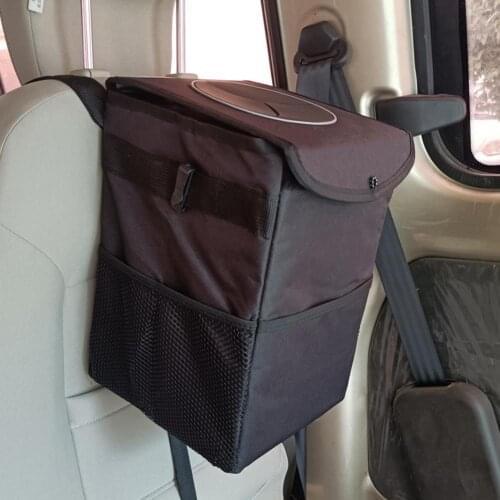 Waterproof Car Trash Can Bin Auto Car Accessories Organizer Garbage Dump For Trash Can Cars Storage Pockets Closeable Portable