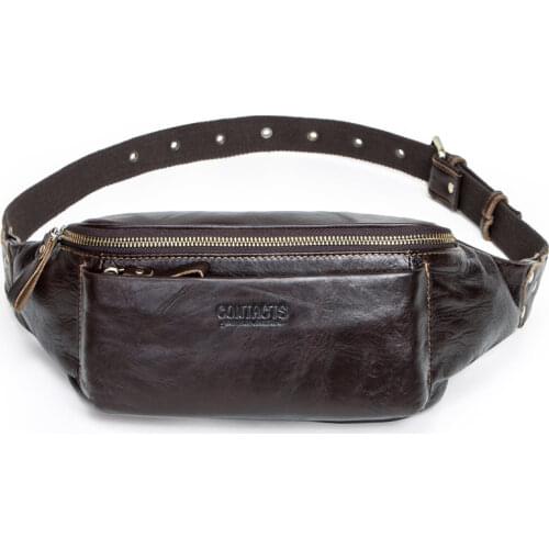 Brand new Genuine Leather men waist bag zipper bum bag for iPhone vintage Travel Fanny Pack with card holder male Belt Bag 2021