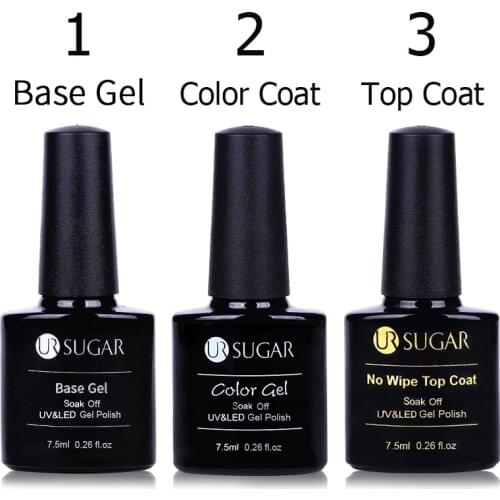UR SUGAR 1Pcs Base Top Coat Nail Gel Set Polish Nail Art Varnish No Wipe Soak Off UV LED Long Lasting Gel Varnish