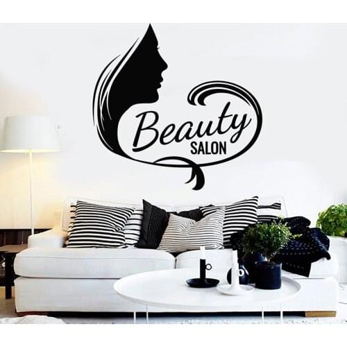 Beauty Salon Wall Decal Beautiful Girl Long Hair Hairdresser Interior Decor Vinyl Window Glass Sticker Art Removable Mural C058