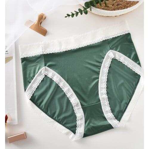 New Plus Size Satin Lace Panties Womens Underwear Large Big Size Briefs Knickers Soft Lace Hipster High Cut Panty XL 2XL 3XL