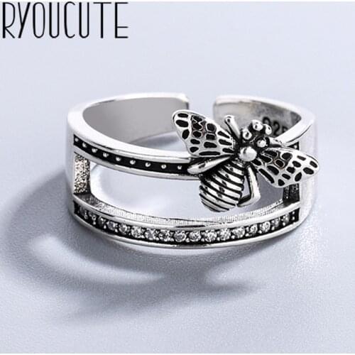 New Gothic Men Open Adjustable Size Bee Rings for Women Wedding Ring Jewelry Valentines Day GIFT 2021