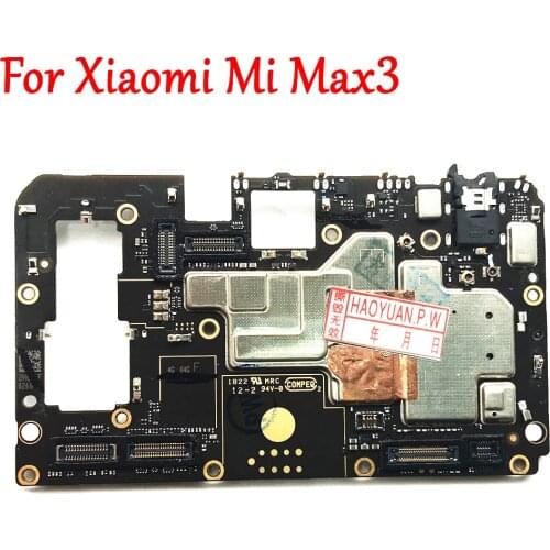 Tested Full Work Original Unlock Motherboard For Xiaomi Mi Max 3 Max3 Logic Circuit Board Plate Global Firmware