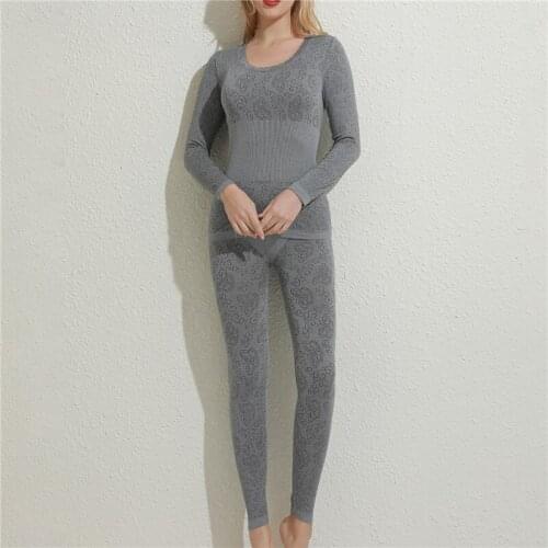 Autumn Winter Women Warmer Underwear Set Ladies Clothes Seamless Long Sleeve O Neck Top Long Comfortable Women Underwear Set