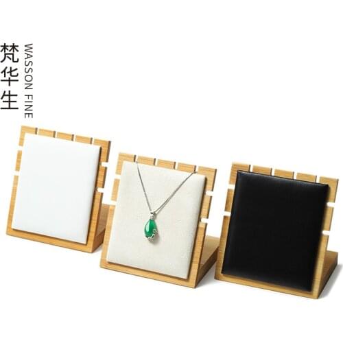 New bamboo PU microfiber necklace display stand solid wood pendant stand jewelry counter display props