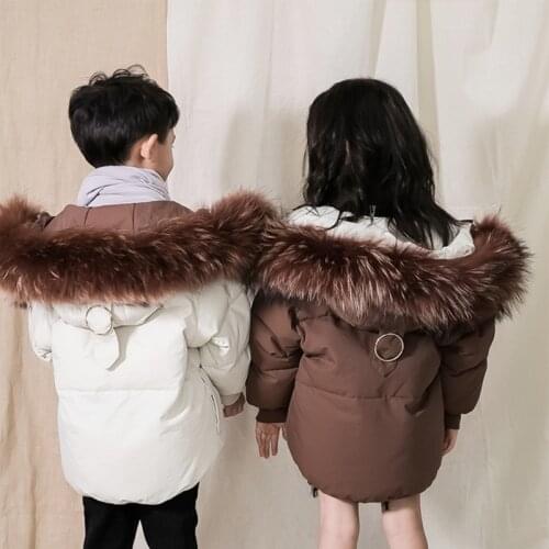 Thick Warm Kids Down Jacket Russian Winter Coat Duck Down Filling Mid-long Girls Down Coat Snow Wear Hooded Boys Snowsuit 3-13 Y