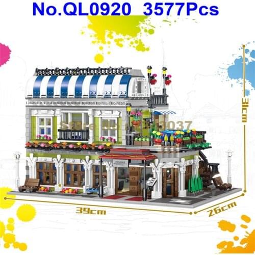 Ql0920 3577pcs Moc Street View Parisian Restaurant 5 Building Blocks Toy