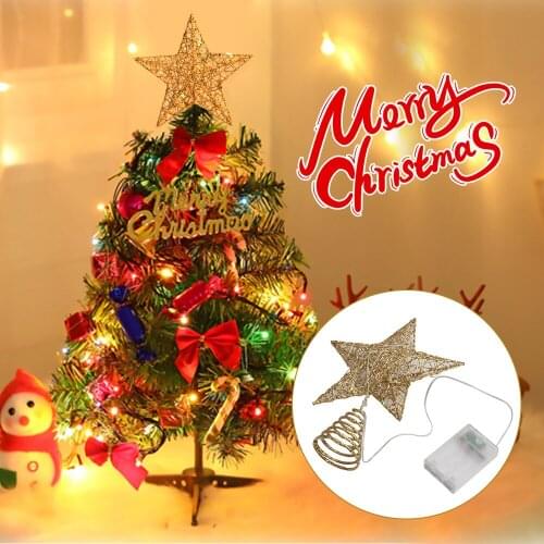 Christmas Tree Topper Stars Cute Shimmery Multicolor LED Star Xmas Tree Top Christmas Tree Decor 5 Point Star Xmas Treetop Decor