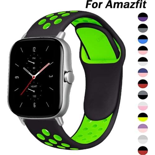 20mm/22mm Silicone band For Amazfit GTS/2/2e/GTS2 Mini/GTR 42mm/47mm/GTR2/2e/stratos 2/3 correa Watch Bracelet Amazfit bip strap