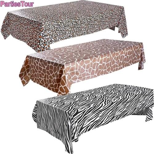 Animal Safari Theme Zoo Print Table Cover Animal Theme Tablecloth Tiger Zebra Pattern Leopard Tablecloth Jungle Party Suppies