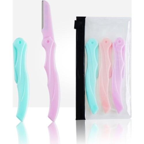 3Pcs/Set Portable Eyebrow Trimmer Shaper Dermaplaning Womens Grooming Shaver Shaping Safe Razor Stainless Steel Cutting Tools
