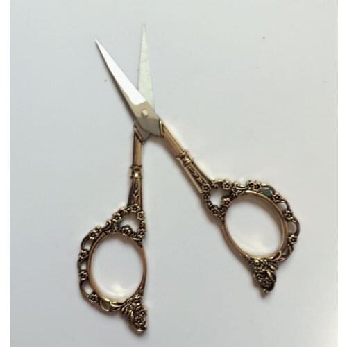 Stainless steel flower pattern European style vintage sewing scissors good quality antique handcraft dressmake scissor