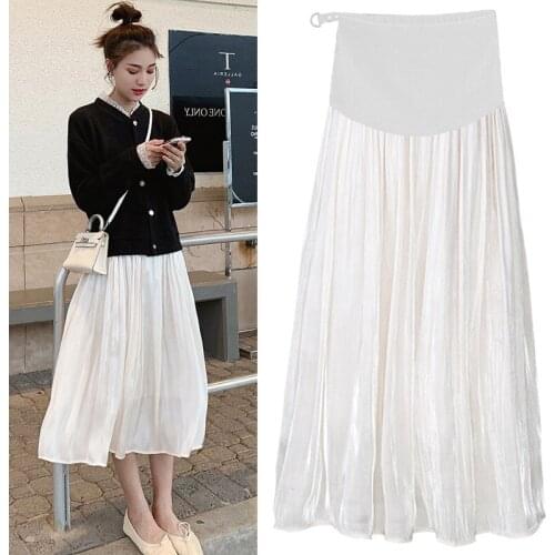 The new Maternity half-length skirt, pure color, all-match, slimming, belly lift, adjustable long skirt