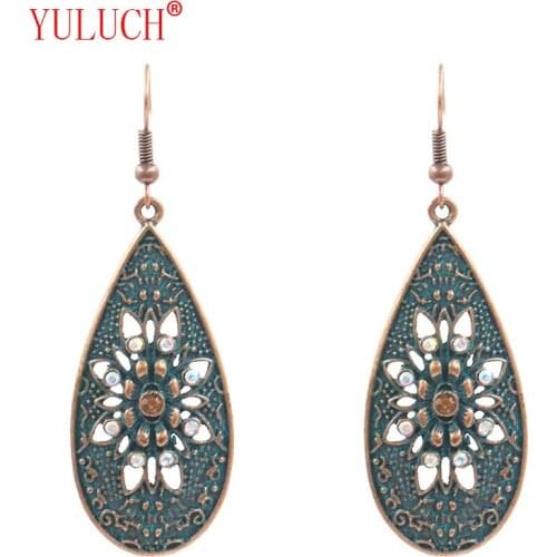 YULUCH Fashion retro creative drop flower type zinc alloy African woman national earrings 2018 new arrival gift
