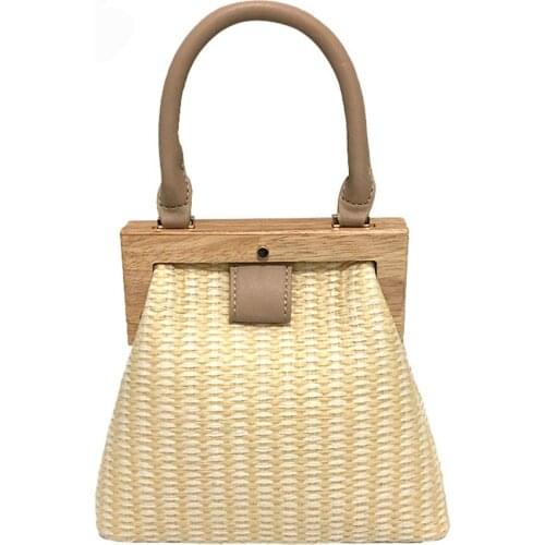 BENVICHED Fashion 2021 New Straw Bag Wooden Clip Women Shoulder Bag Summer Travel Beach Bag Luxury Handbags Women Bags Designer