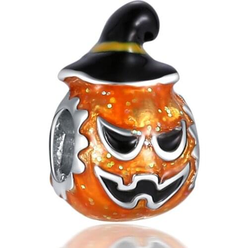 1Pcs New Cute Pumpkin Monster Pendant DIY Beads Suitable for Original Pandora Charm Bracelet Ladies Jewelry Making Gifts